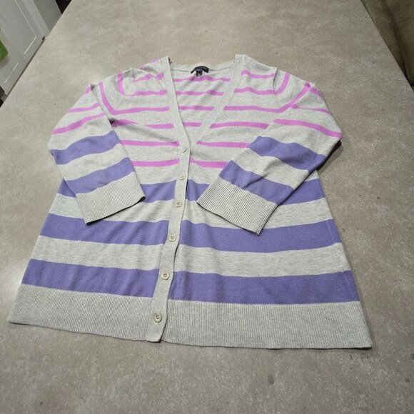GAP Women's 100% Cotton Multi-Strip V-Neckline Long Sleeves Cardigan - Medium - Picture 3 of 14